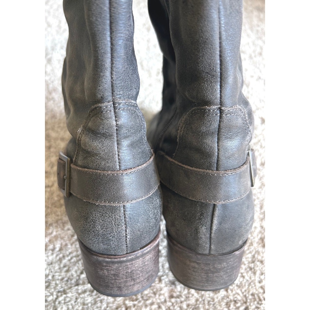 Moto Boho Matisse Teller Grey Leather Tall Knee High Riding Buckle Strap SZ 8.5M - Picture 5 of 9